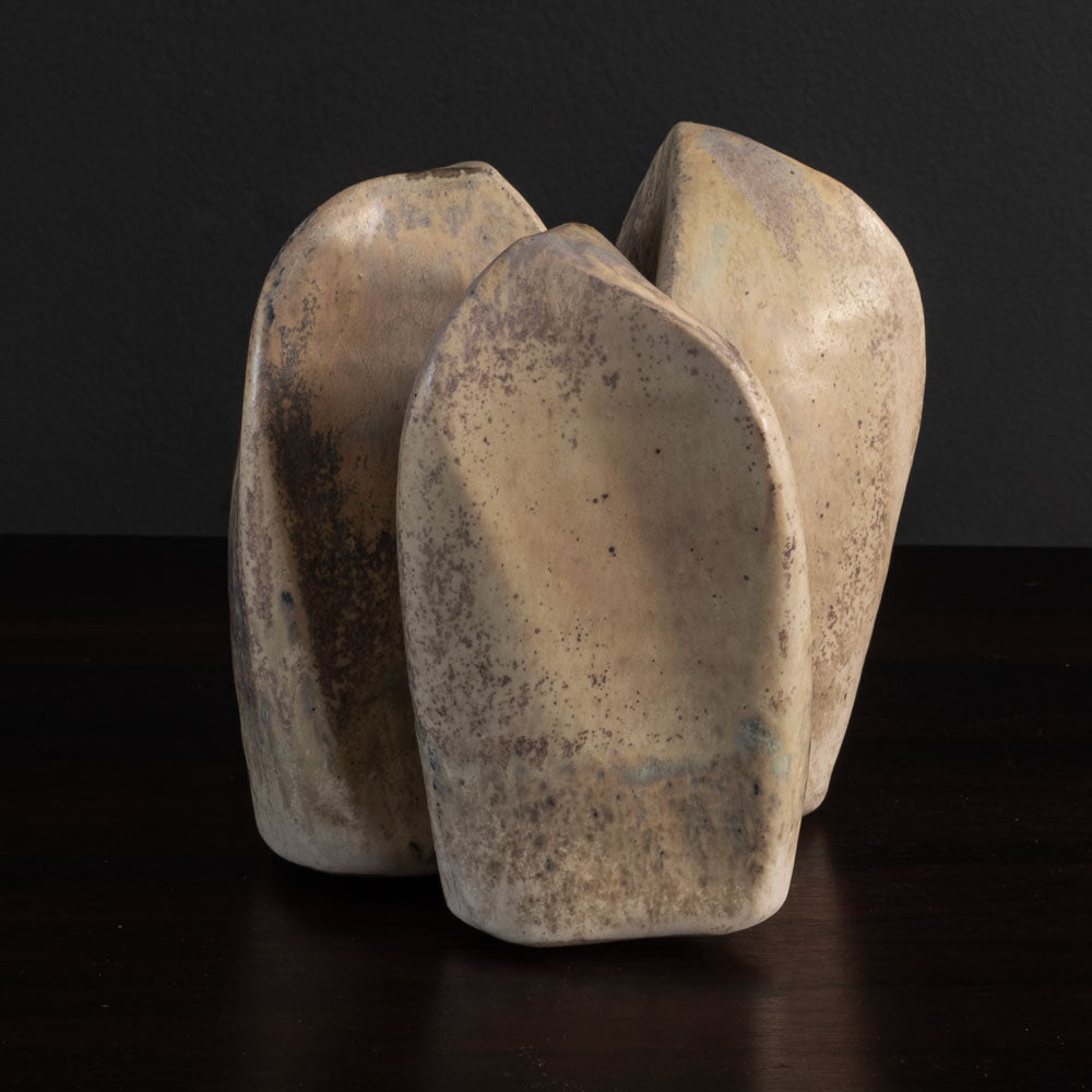 Otto Meier, Germany, stoneware sculpture with matte beige and brown glaze L3742