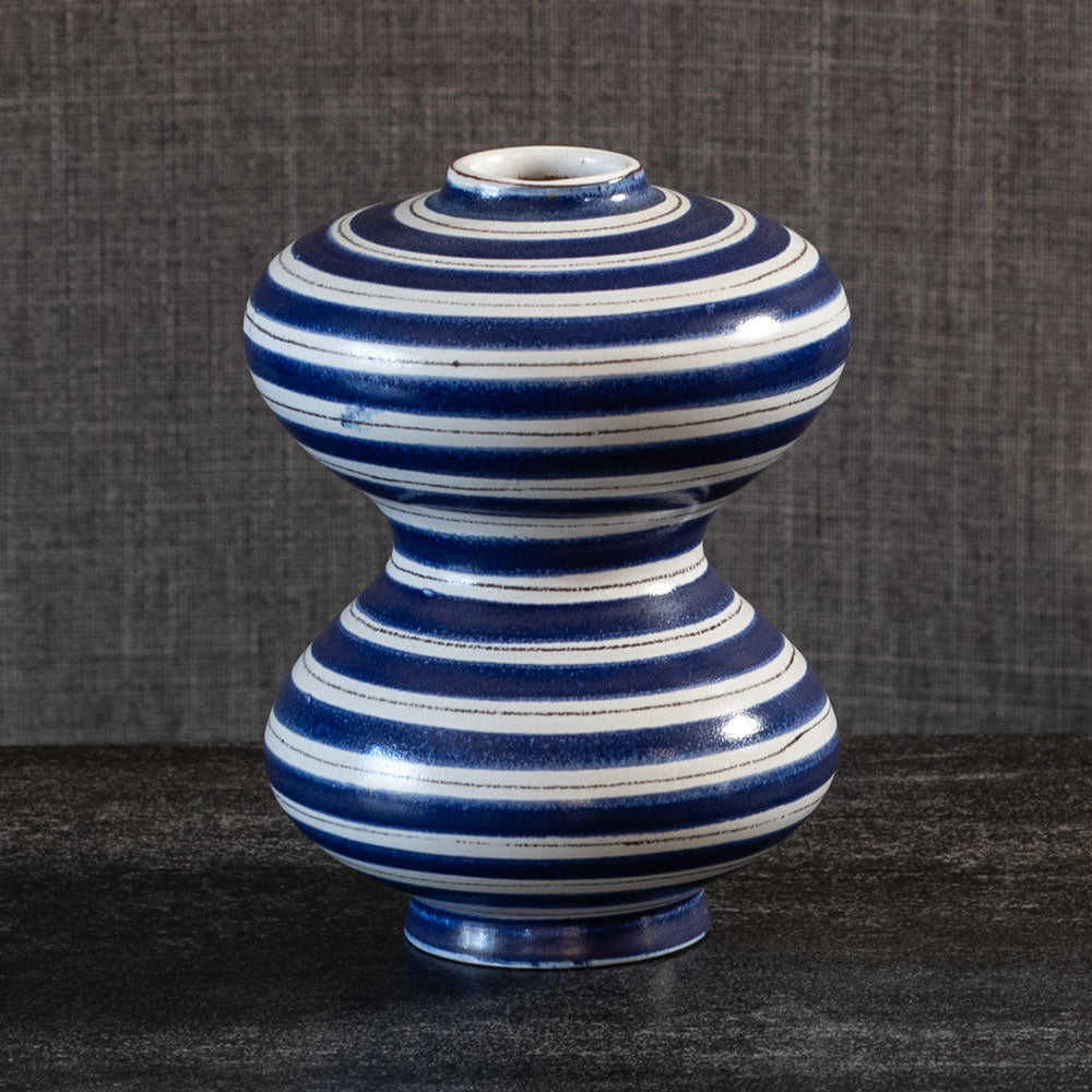 Stig Lindberg for Gustavsberg, Sweden, faiance vase with blue and white decoration L3433