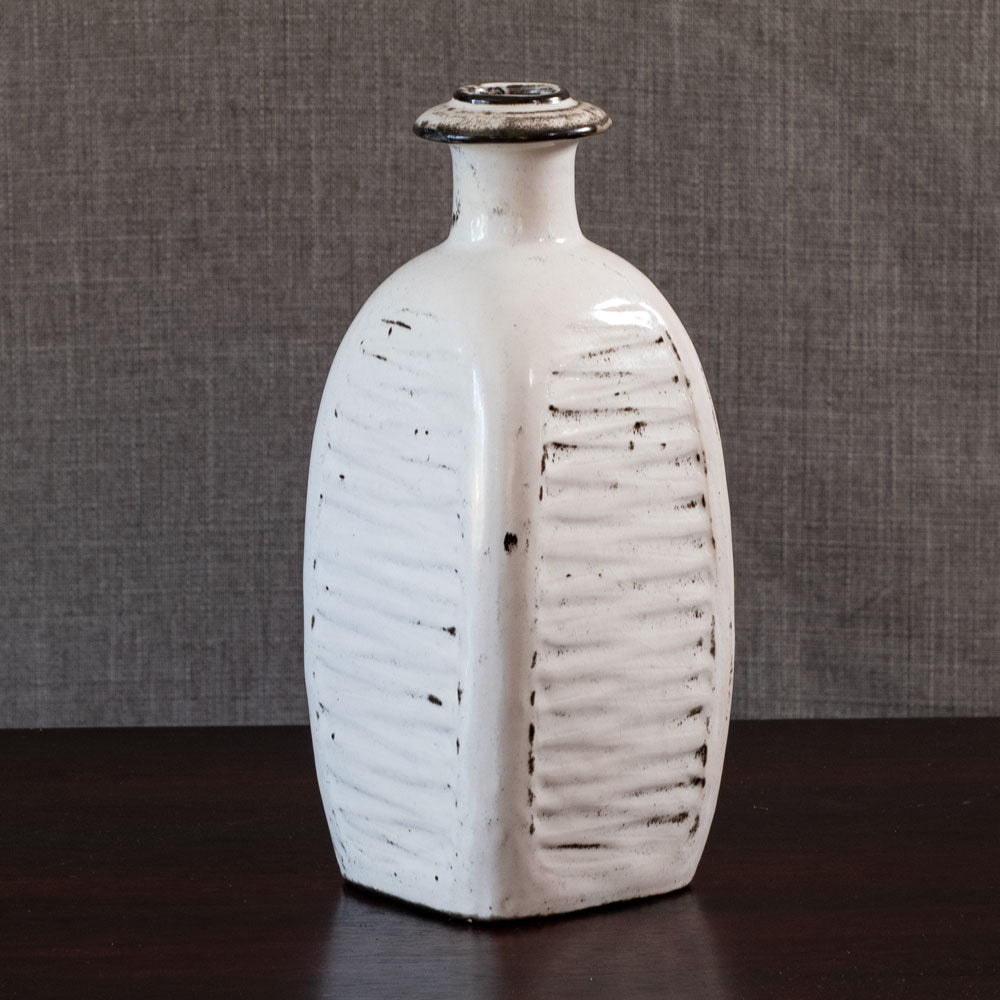 Nils Kahler for Kähler Keramik, Denmark, earthenware bottle vase with black and white glaze L3511