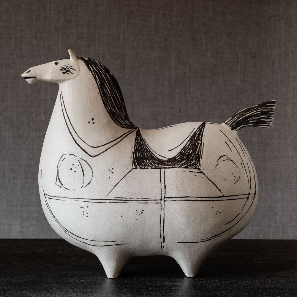 Stig Lindberg for Gustavsberg, stoneware horse with hand painted decoration L3021