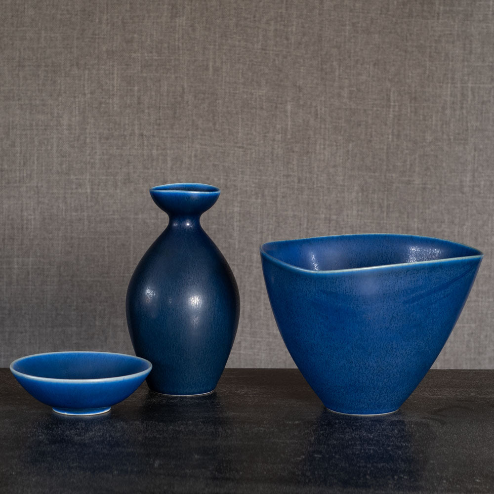 Three vessels with blue glaze by Palshus, Denmark