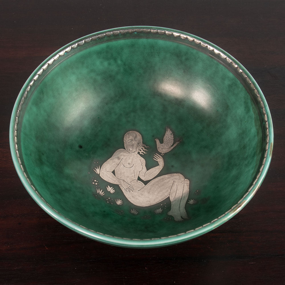 Wilhelm Kåge for Gustavsberg, Sweden, "Argenta" bowl with illustration of woman  K2097