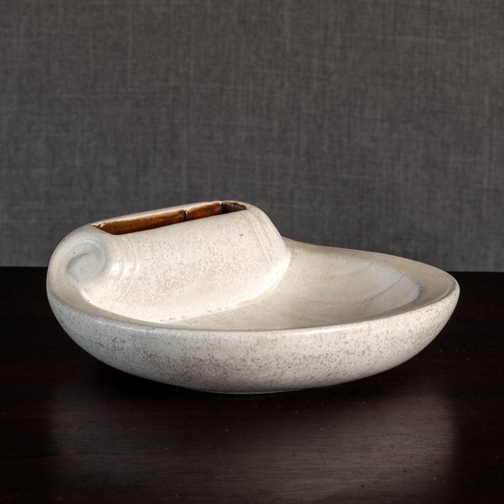 Gunnar Nylund for Rörstrand, Sweden, stoneware bowl with card holder with matte white glaze L3862