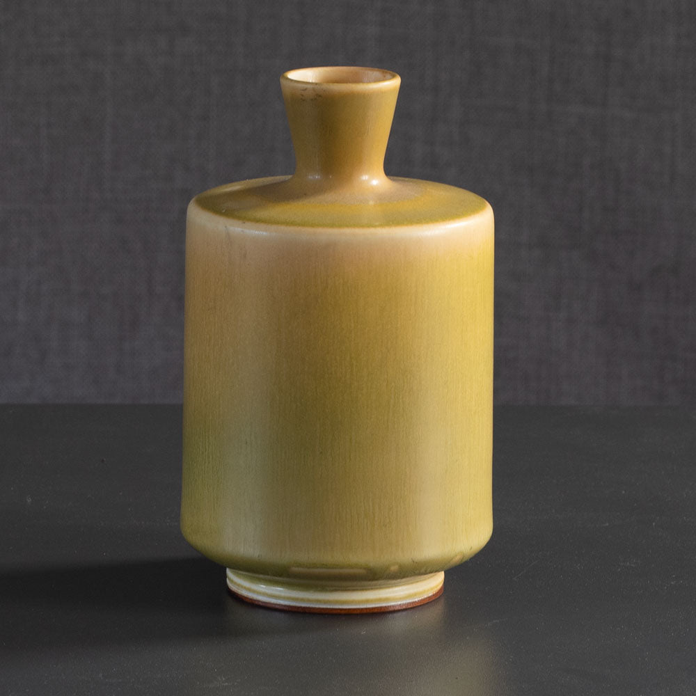 Berndt Friberg for Gustavsberg, Sweden, stoneware vase with yellow  haresfur glaze L3885