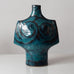 Erik Ploen, Norway, unique stoneware sculptural vase with turquoise and black glaze K2547