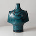 Erik Ploen, Norway, unique stoneware sculptural vase with turquoise and black glaze K2547