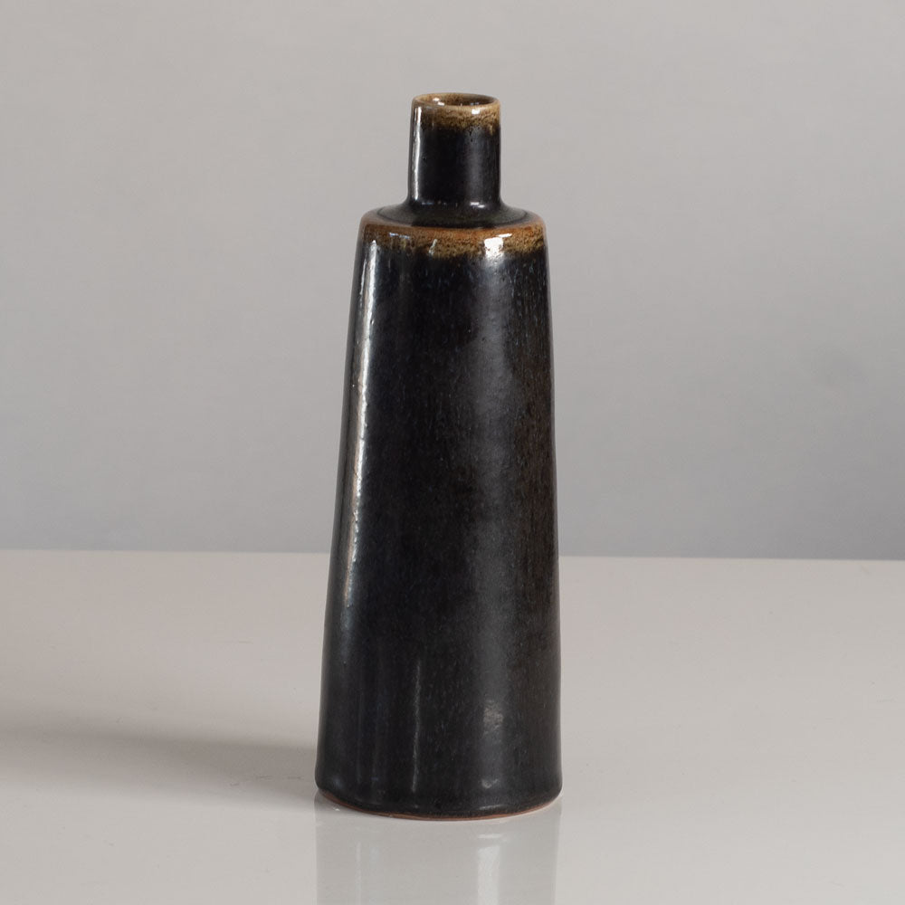 Carl Harry Stålhane for Rörstrand, Sweden, unique stoneware vase with dark brown matte glaze L3855