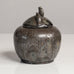 Nils Emil Lundström for Rorstrand, unique stoneware jar with dripping gray glaze and beaver figures to lid L3848