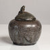 Nils Emil Lundström for Rorstrand, unique stoneware jar with dripping gray glaze and beaver figures to lid L3848