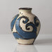 Jens Thirslund for Herman A. Kähler Keramik, Denmark, vase with blue, brown and cream matte glaze K2609