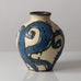 Jens Thirslund for Herman A. Kähler Keramik, Denmark, vase with blue, brown and cream matte glaze K2609