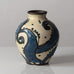 Jens Thirslund for Herman A. Kähler Keramik, Denmark, vase with blue, brown and cream matte glaze K2609