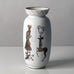 Stig Lindberg for Gustavsberg "Grazia" vase with matte white glaze and silver illustration of a woman and a stag K2095