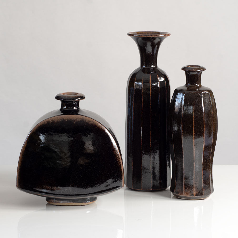 Group of  vases with tenmoku glaze by Horst Kerstan
