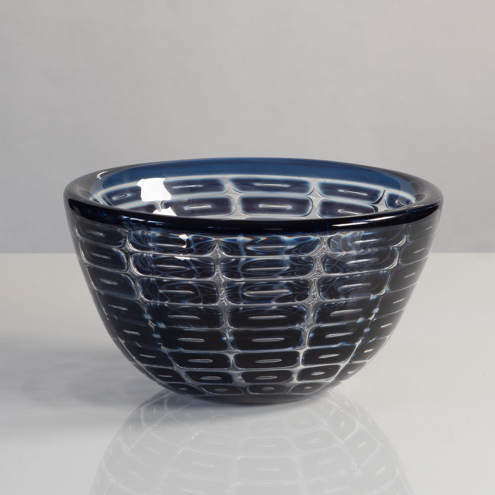 Edvin Öhrström for Orrefors, Sweden, ariel bowl in blue and clear glass L3796