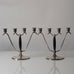 OH Lagerstedt, Sweden, pair of chrome and wood candelabras J1536