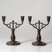 Just Andersen, Denmark, pair of Disko metal candelabras K2680