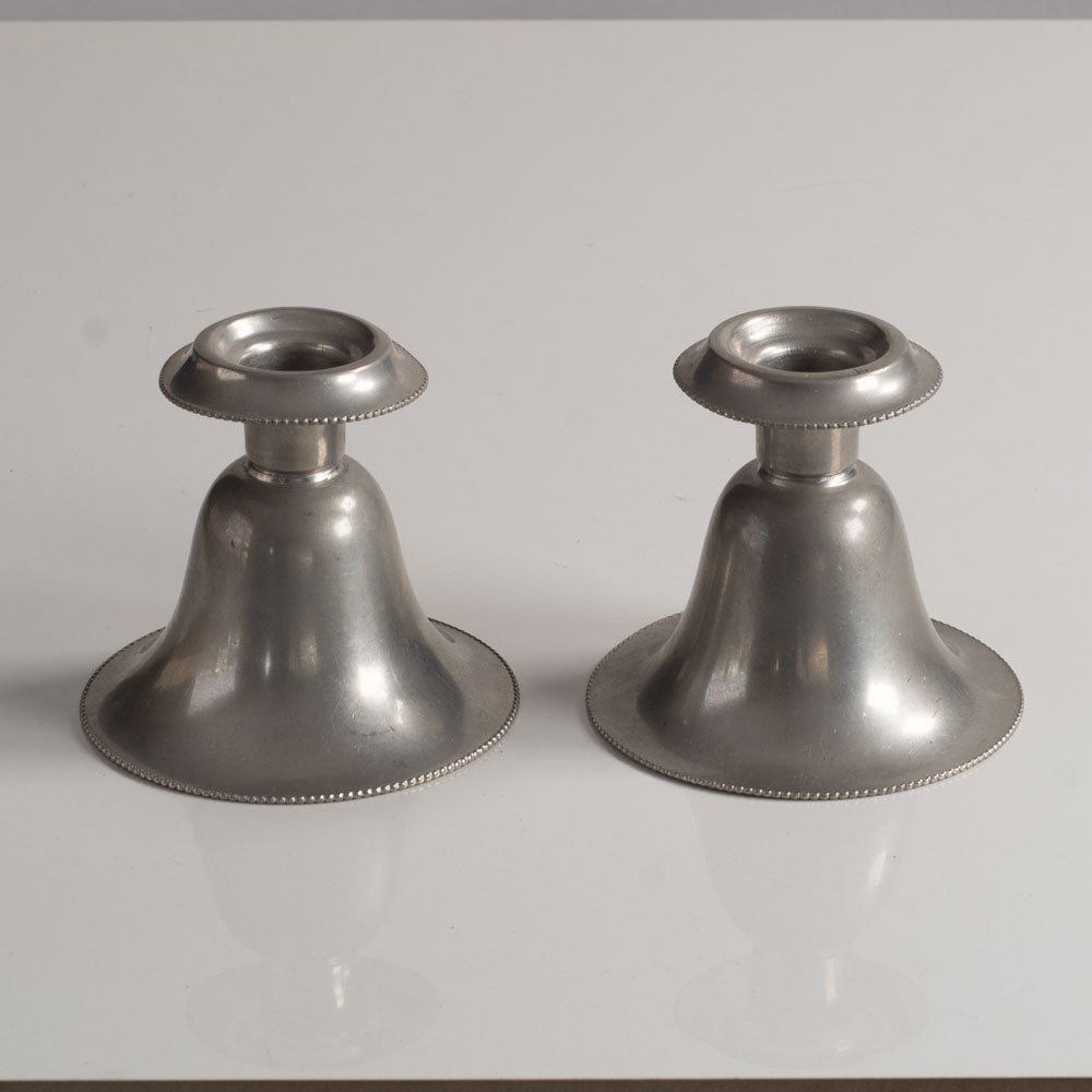 Pair of Swedish pewter candle holders L3513