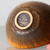 Gunnar Nylund for Rorstrand, Sweden, small ovoid bowl with brown haresfur glaze K2130