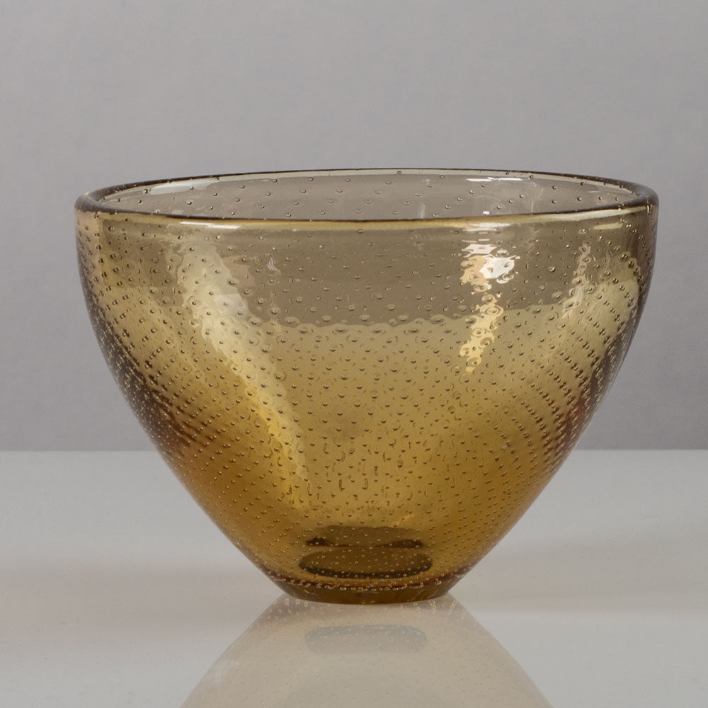 Gunnel Nyman for Nuutäjarvi-Nottsjö, Finland, amber glass bowl with control bubbles H1546