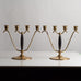 OH Lagerstedt, Sweden, pair of brass and wood candelabras L3781