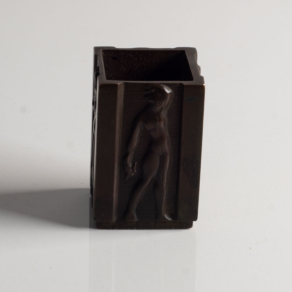 GAB, Sweden, rectangular bronze cup with figures in relief L3727