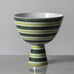 Stig Lindberg for Gustavsberg, Sweden, striped earthenware footed bowl  in green and white K2262