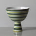 Stig Lindberg for Gustavsberg, Sweden, striped earthenware footed bowl  in green and white K2262