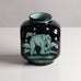 Ilse Claesson, Sweden, Light turquois and black vase with elephant for Rorstrand L3063