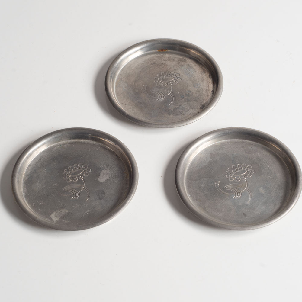 CG Hallberg, Sweden, set of three pewter coasters L3369