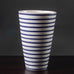 Stig Lindberg for Gustavsberg, Sweden, striped earthenware vase in blue and white K2264