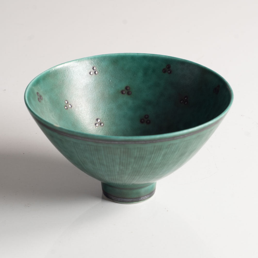 Wilhelm Kåge for Gustavsberg, Sweden, stoneware "Argenta " bowl with silver decoration L3902