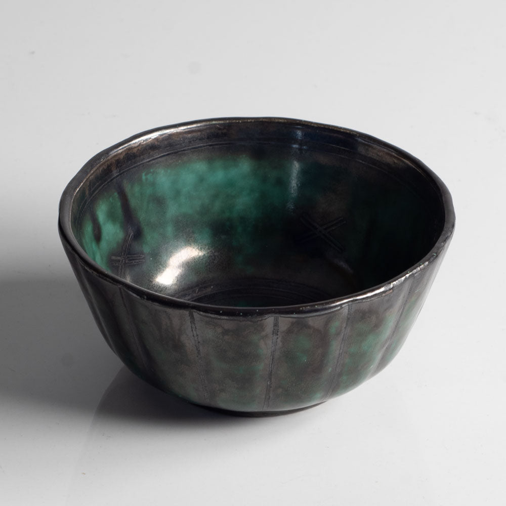 Wilhelm Kåge for Gustavsberg, Sweden, stoneware "Argenta" bowl L3901