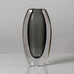 Nils Landberg for Orrefors, glass sommerso vase in gray and clear H1314