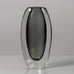 Nils Landberg for Orrefors, glass sommerso vase in gray and clear H1314