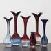 Group of red and blue vases by Nils Landberg for Orrefors, Sweden