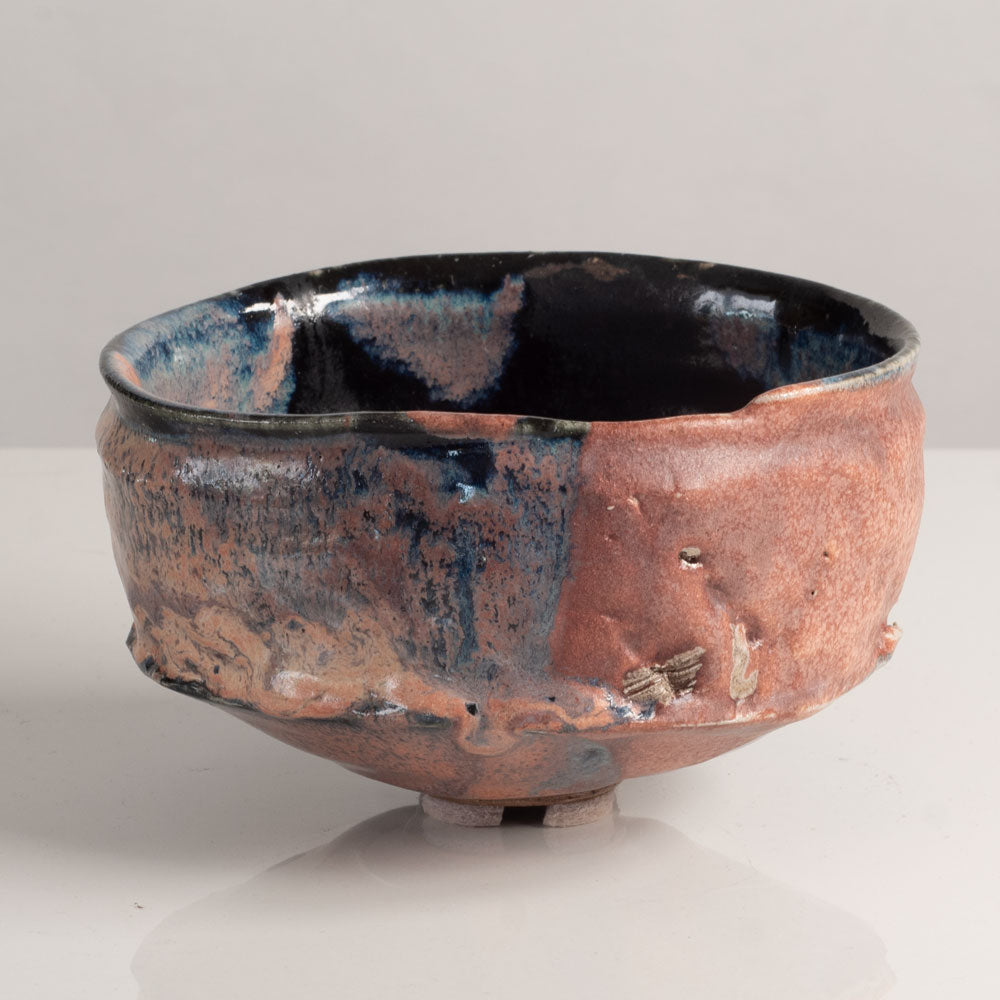 Claude Champy, France, unique stoneware bowl with pink and black glaze L4009