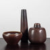 Two vases and a bowl with reddish brown glaze by Carl Harry Stålhane for Rörstrand, Sweden