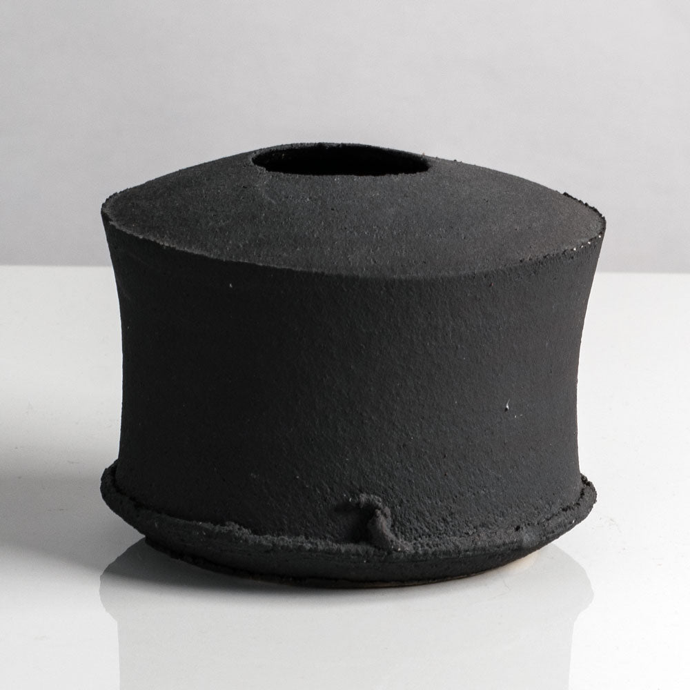 Dan Kelly, UK unique stoneware vase with matte black glaze L4011