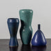 Three vases with blue and green glaze by Carl Harry Stålhane for Rörstrand, Sweden