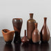 Six vases by Carl Harry Stålhane for Rörstrand, Sweden with reddish brown glaze