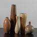 Five vases by Carl Harry Stålhane for Rörstrand, Sweden with brown glaze.