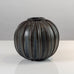 Arne Bang, Denmark, blue and brown ribbed vase K2735