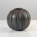 Arne Bang, Denmark, blue and brown ribbed vase K2735