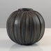 Arne Bang, Denmark, blue and brown ribbed vase K2735