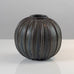 Arne Bang, Denmark, blue and brown ribbed vase K2735