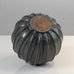 Arne Bang, Denmark, blue and brown ribbed vase K2735