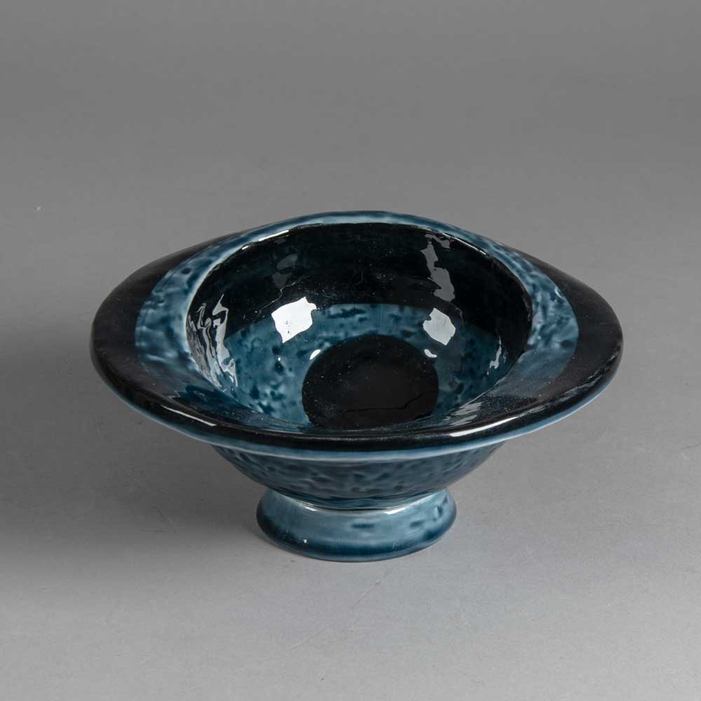 Vilhelm Bjerke Petersen for Rörstrand, Sweden, bowl with blue and black glaze H1278