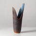 Gunnar Nylund for Rörstrand, Sweden, tall asymmetrical stoneware vase with blue and purple glaze K2474