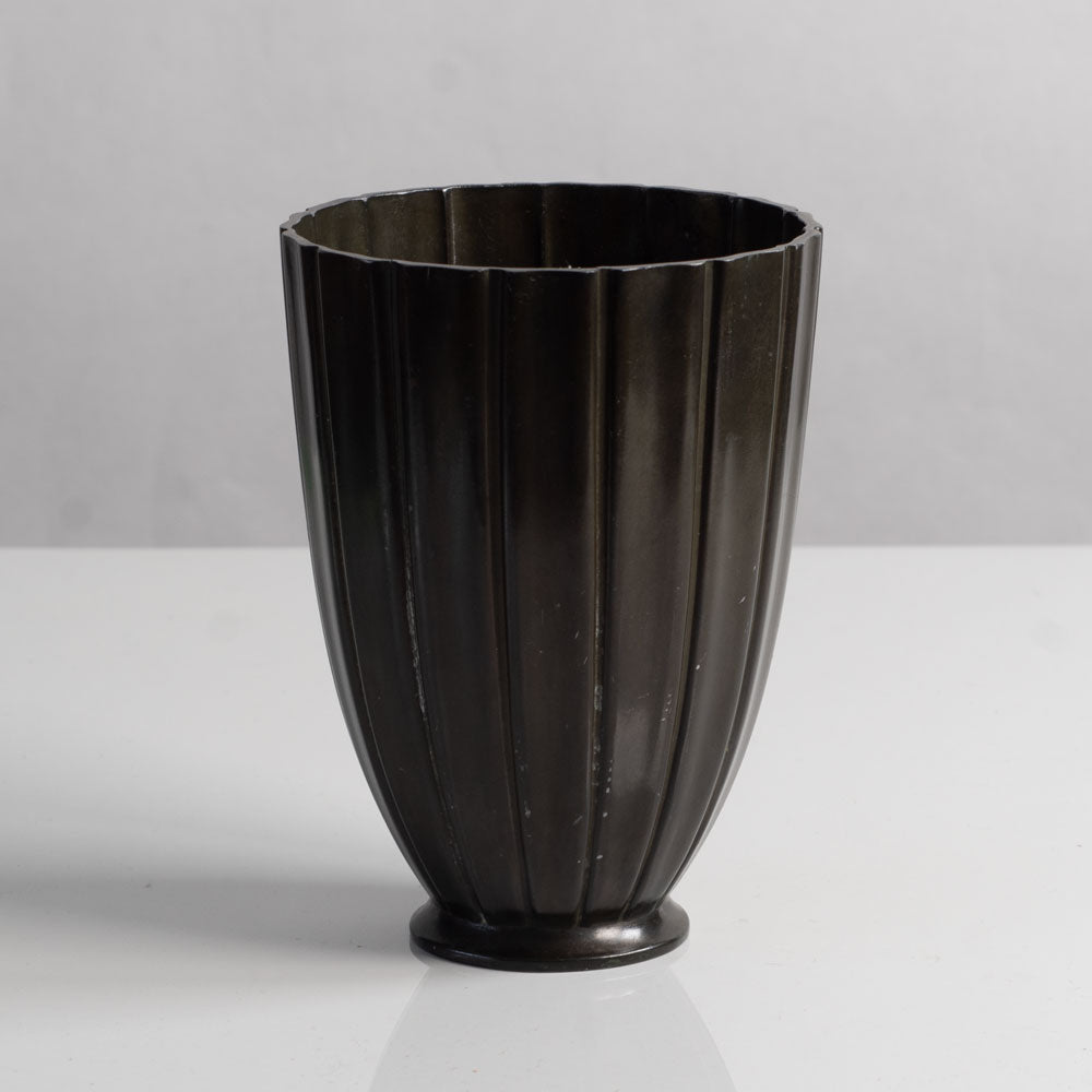 Just Andersen, Denmark, fluted disko metal vase, 1930s H1043
